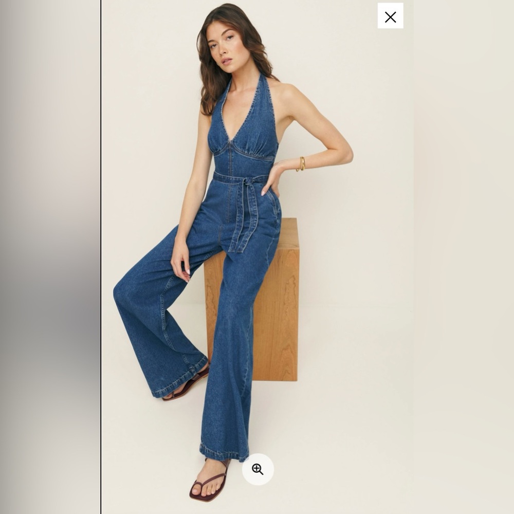 NWT reformation Elena Denim Jumpsuit 8